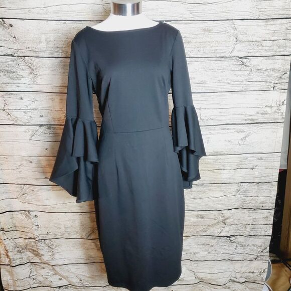 Vfshow Black Pencil Dress  Elegant Bell Sleeve Cocktail Size Medium NWT - Picture 1 of 9